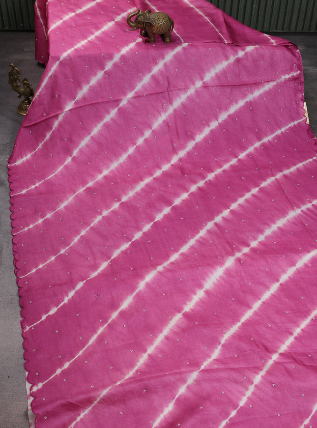 Pink Tussar Silk Saree