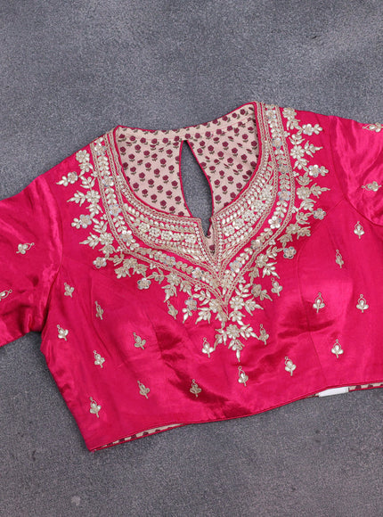 Peach -Pink Tissue Silk Saree With Embroidered Readymade Blouse