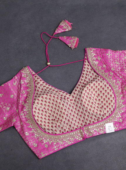 Lavender-Pink Tissue Silk Saree With Embroidered Readymade Blouse