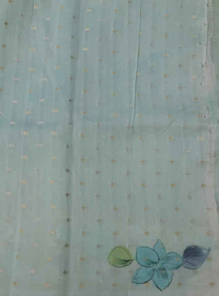 Pastel Green - Cream Organza Silk Saree