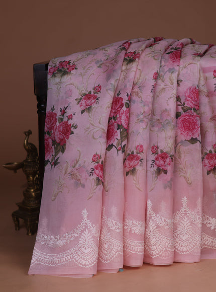 Baby Pink Organza Silk Saree