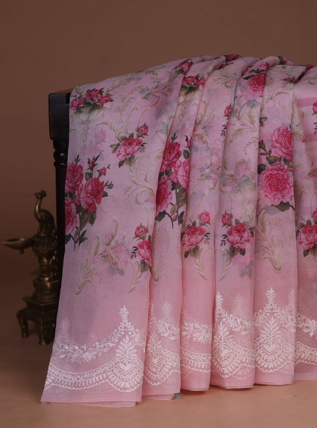 Baby Pink Organza Silk Saree