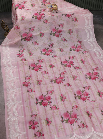 Baby Pink Organza Silk Saree