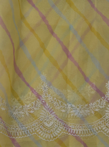 Pale Yellow Organza Silk Saree