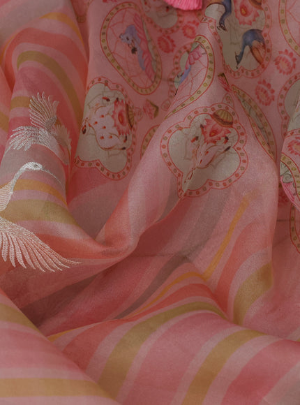 Peach Organza Silk Saree