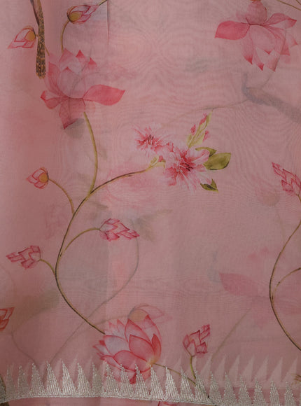 Peach Organza Silk Saree