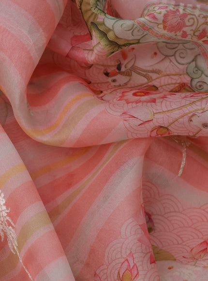 Peach Organza Silk Saree