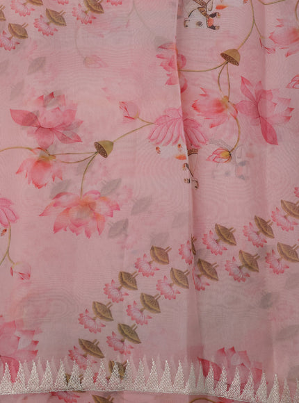 Peach Organza Silk Saree
