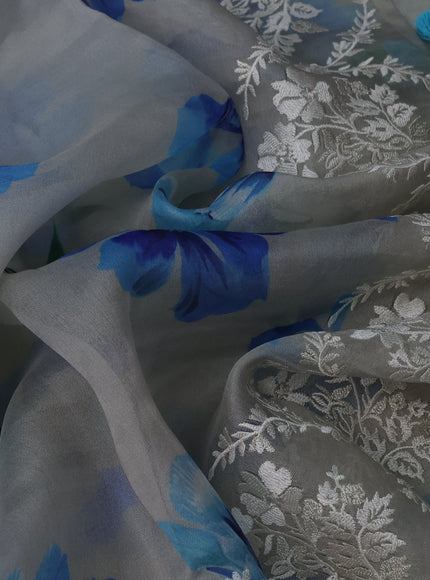Pastel Grey Organza Silk Saree