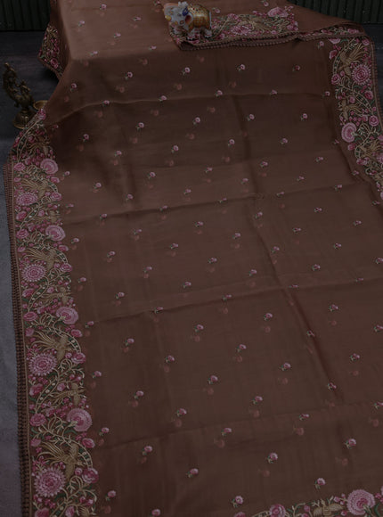 Brown Organza Silk Saree