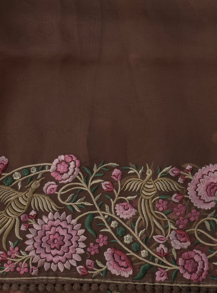 Brown Organza Silk Saree