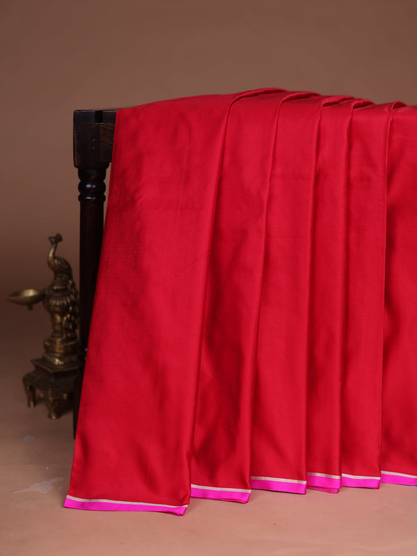 Red - Pink Banarasi Mushru Silk Saree