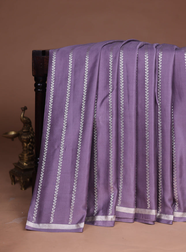 Pastel Lavender Banarasi Mushru Silk Saree