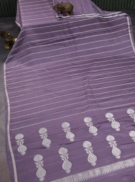 Pastel Lavender Banarasi Mushru Silk Saree