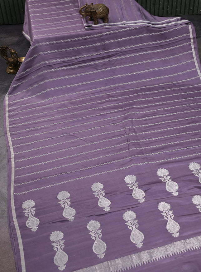 Pastel Lavender Banarasi Mushru Silk Saree