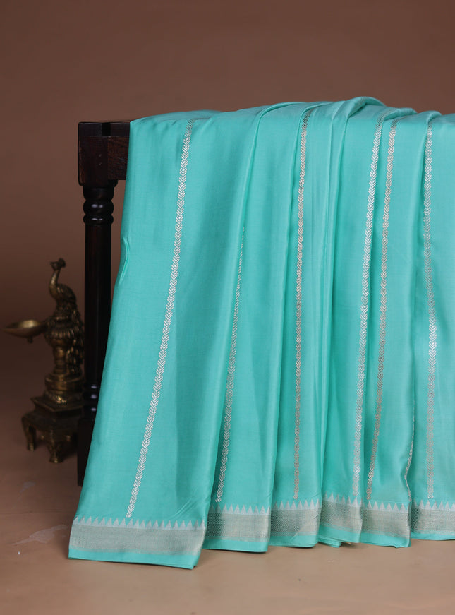 Teal Banarasi Mushru Silk Saree