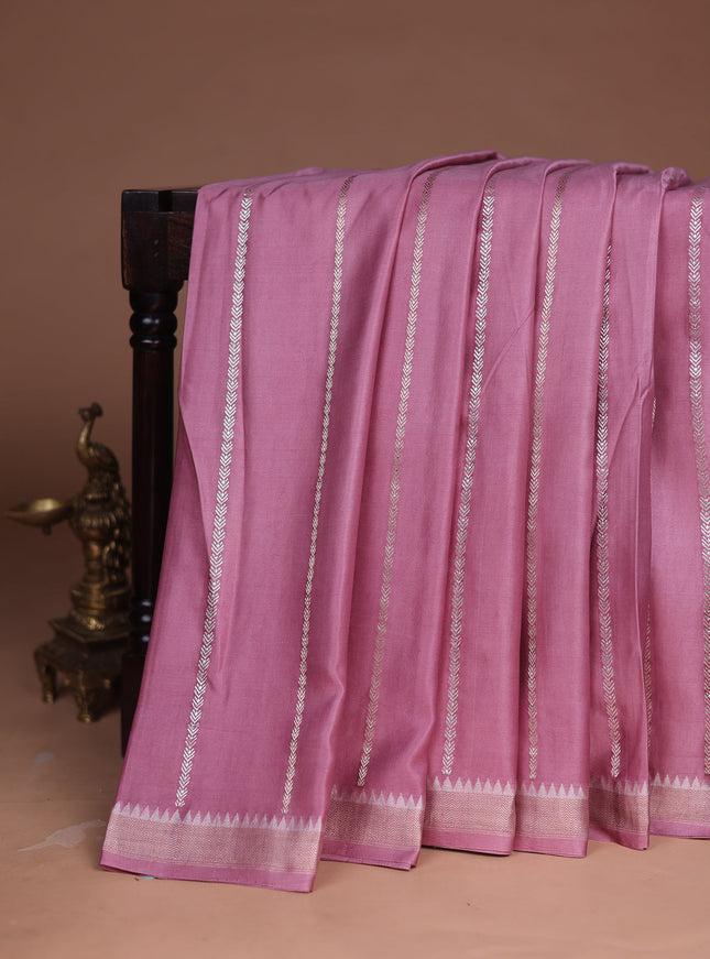 Pastel Pink Banarasi Mushru Silk Saree