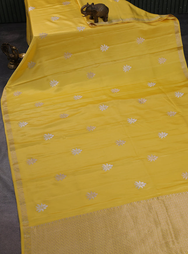 Yellow Banarasi Mushru Silk Saree