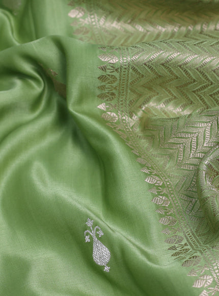 Pista Green Banarasi Mushru Silk Saree