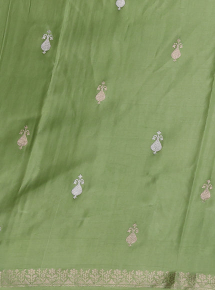Pista Green Banarasi Mushru Silk Saree