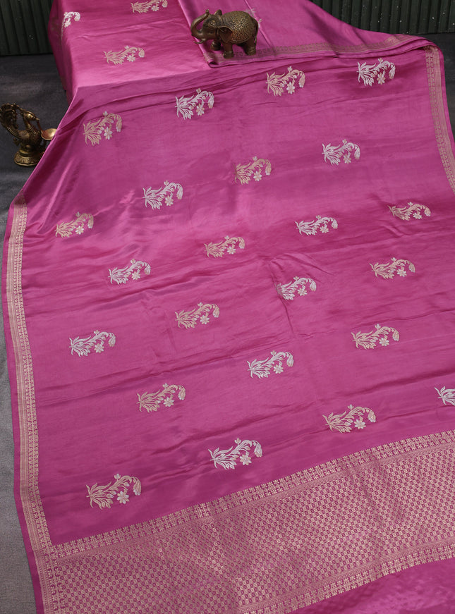 Mauve Pink Banarasi Mushru Silk Saree