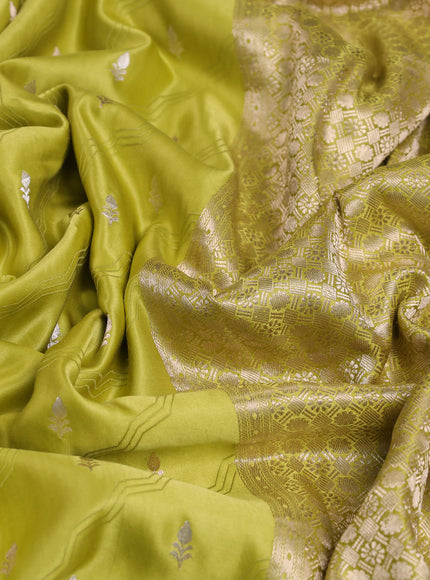 Lime Yellow Banarasi Mushru Silk Saree
