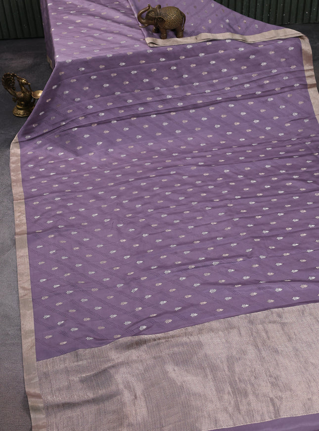Pastel Lavender Banarasi Mushru Silk Saree