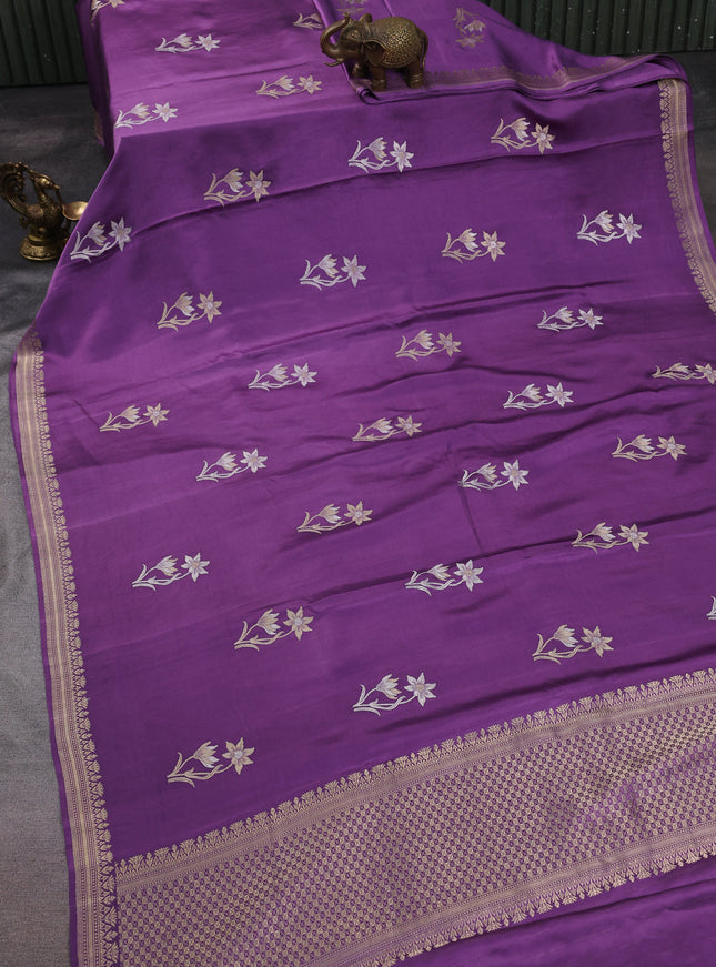 Lavender Banarasi Mushru Silk Saree