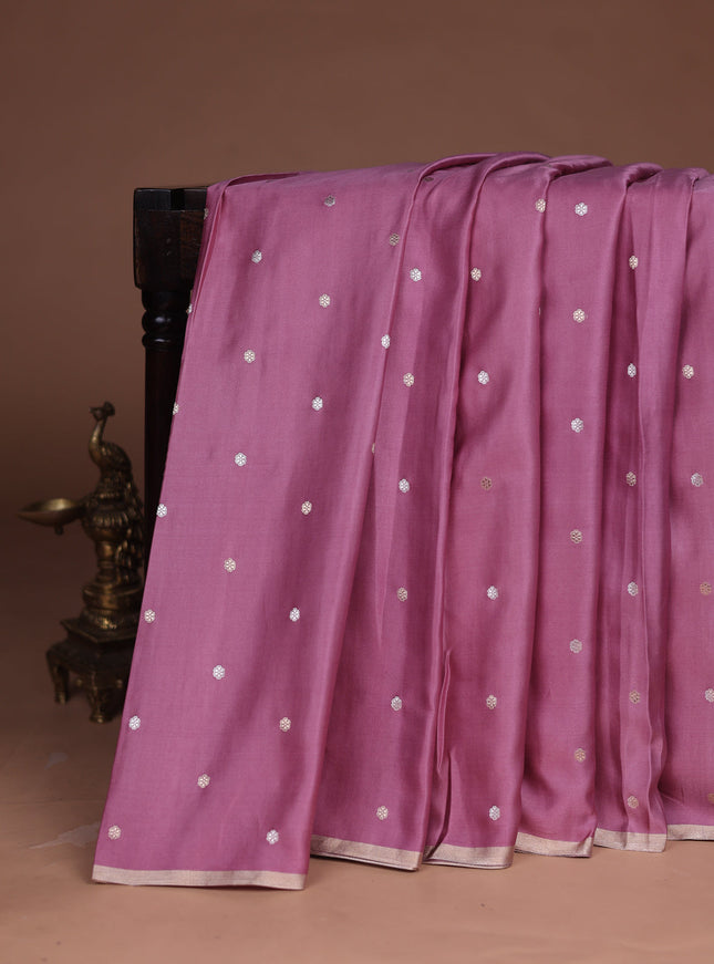 Pastel Pink Banarasi Mushru Silk Saree