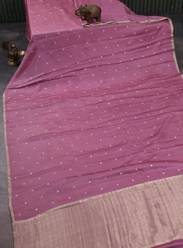 Pastel Pink Banarasi Mushru Silk Saree