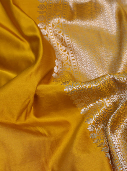 Mustard Yellow Banarasi Mushru Silk Saree