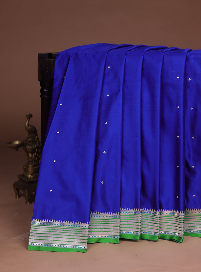 Royal Blue - Green Banarasi Mushru Silk Saree