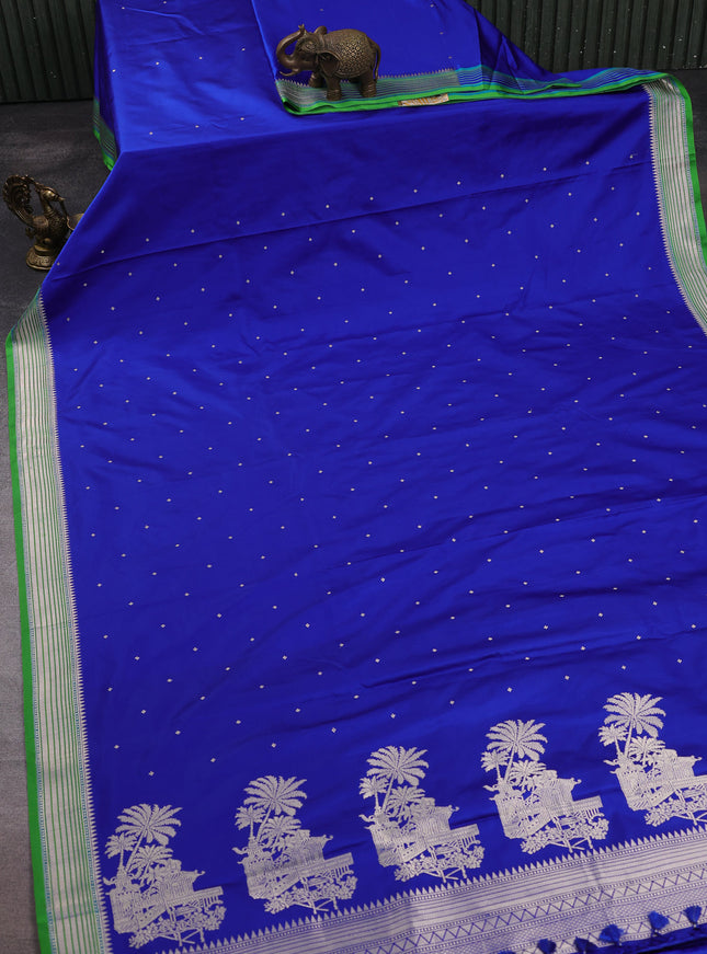 Royal Blue - Green Banarasi Mushru Silk Saree