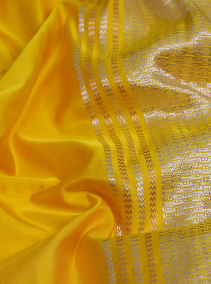 Yellow - Orange Banarasi Mushru Silk Saree