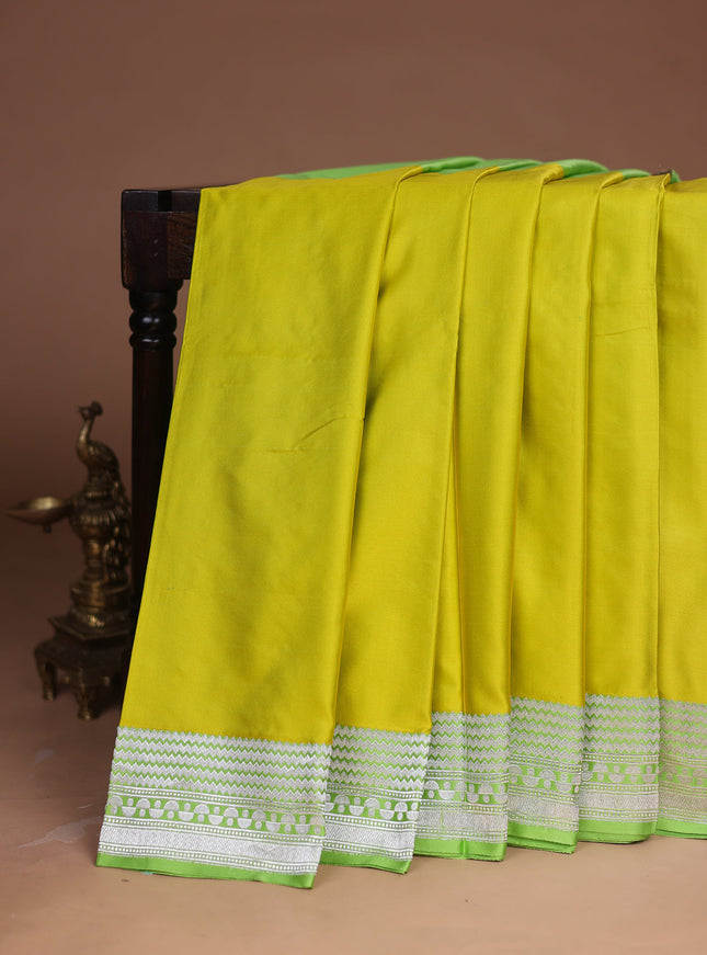 Light Green - Yellow Banarasi Mushru Silk