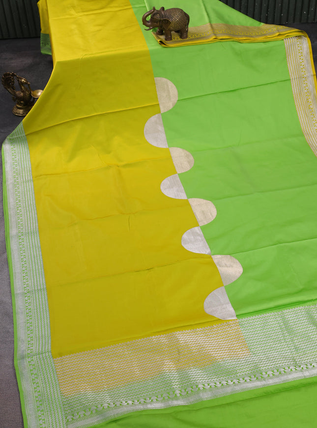 Light Green - Yellow Banarasi Mushru Silk