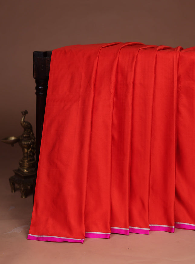 Red - Pink Banarasi Mushru Silk Saree