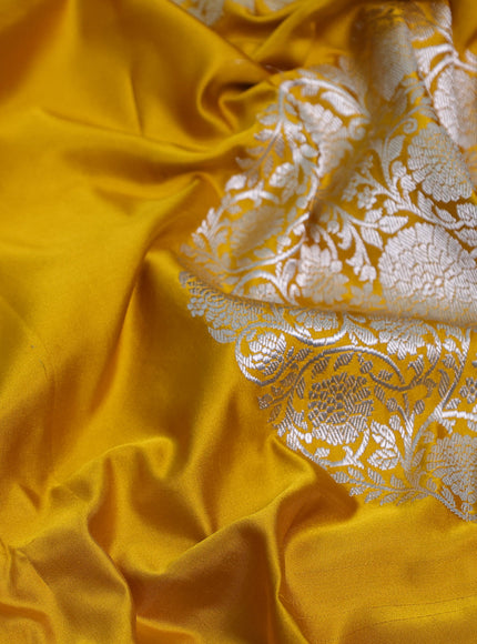 Mango Yellow - Pink Banarasi Mushru Silk Saree
