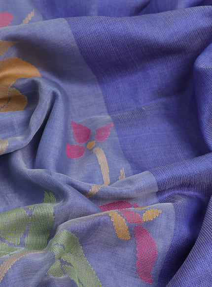 Grey -Blue Banarasi Dhakai Kora Silk Saree