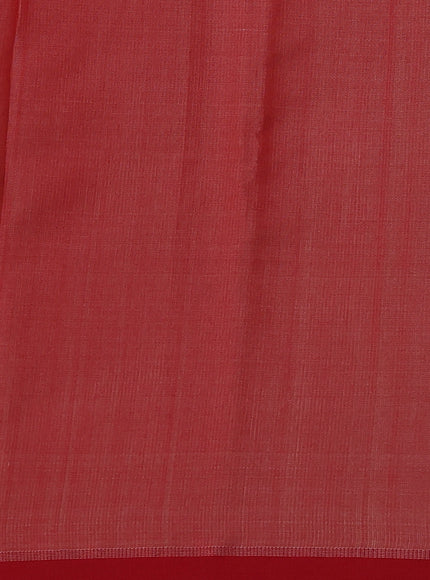 Beige - Red Banarasi Dhakai Kora Silk Saree