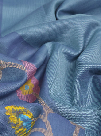 Grey - Firozi Banarasi Dhakai Kora Silk Saree