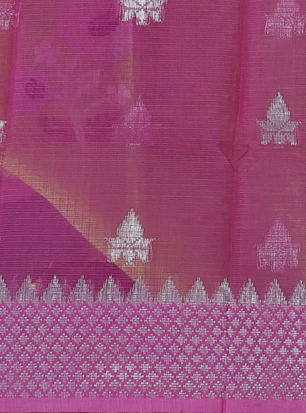 Fluorescent Green -Light Pink Kota Cotton Real Zari Saree