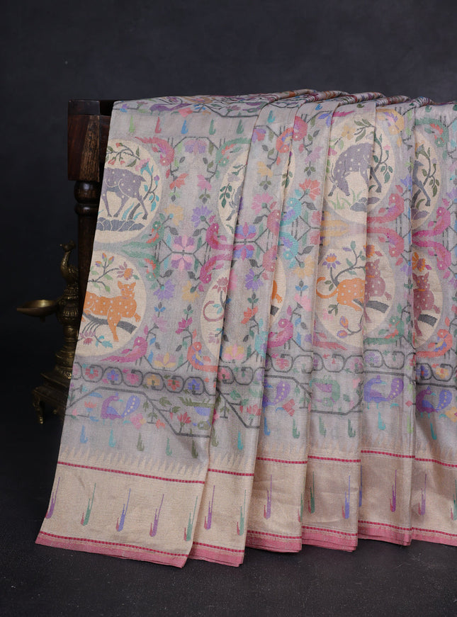 Off White Banarasi Tissue Silk Saree