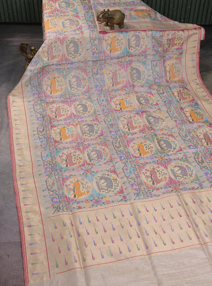 Off White Banarasi Tissue Silk Saree