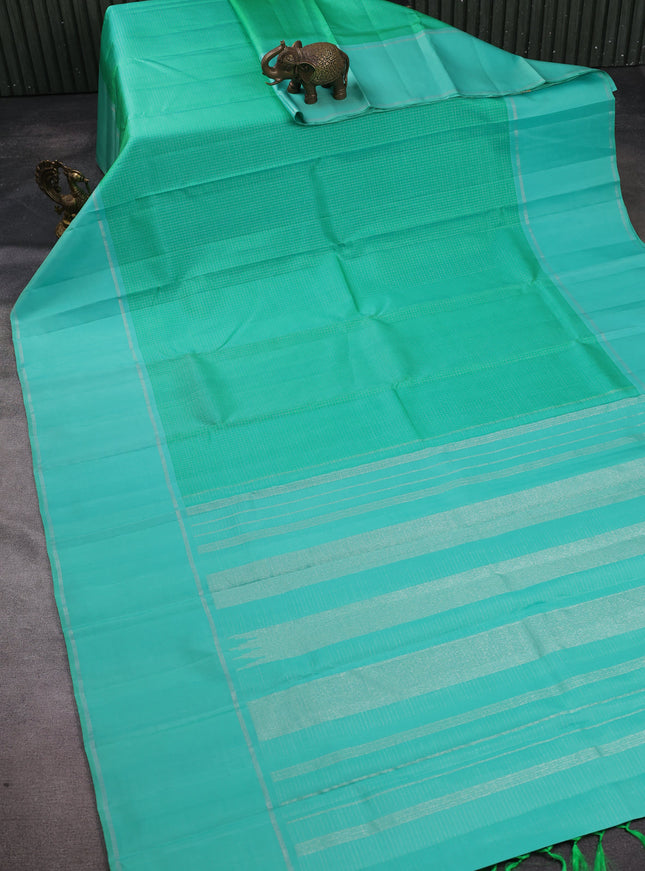 Green Teal - Aqua Green Kanchipuram Silk Saree