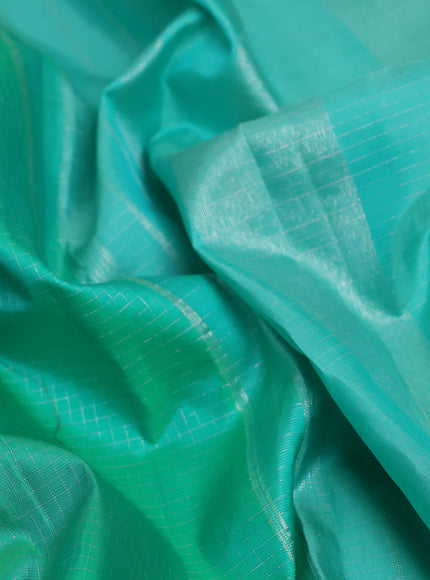 Green Teal - Aqua Green Kanchipuram Silk Saree