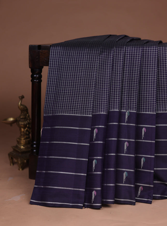 Navy Blue Kanchipuram Silk Saree