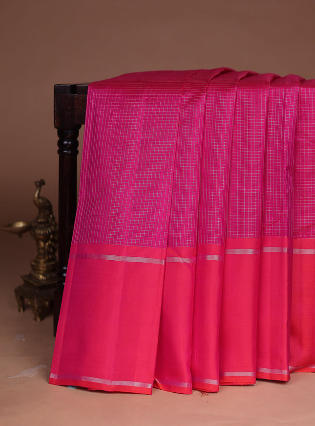 Rani Pink - Dual Tone Orange Kanchipuram Silk Saree