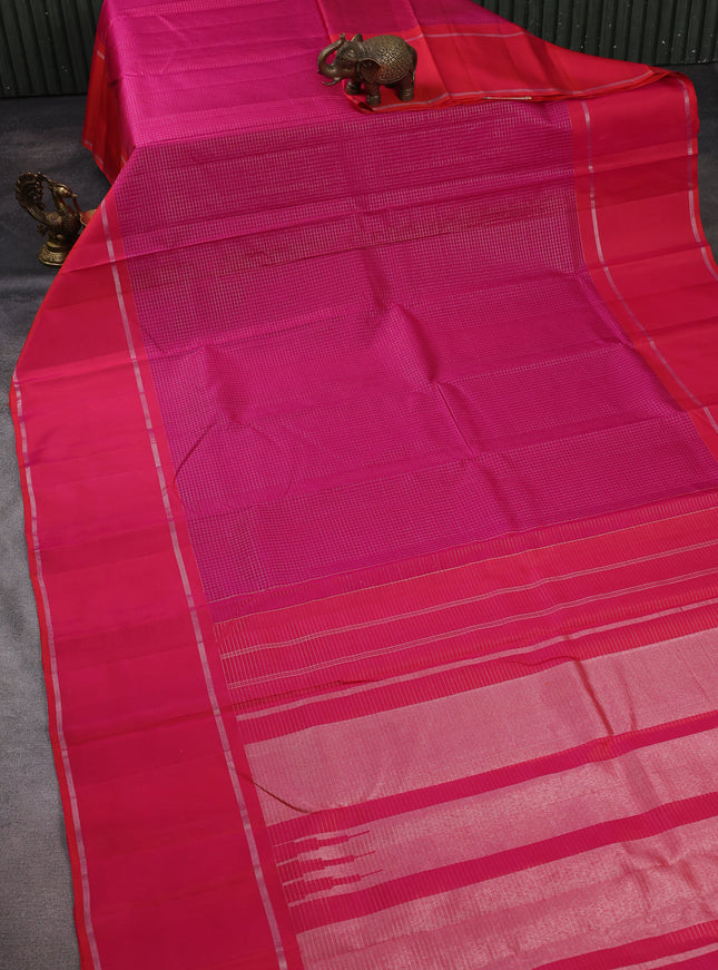 Rani Pink - Dual Tone Orange Kanchipuram Silk Saree