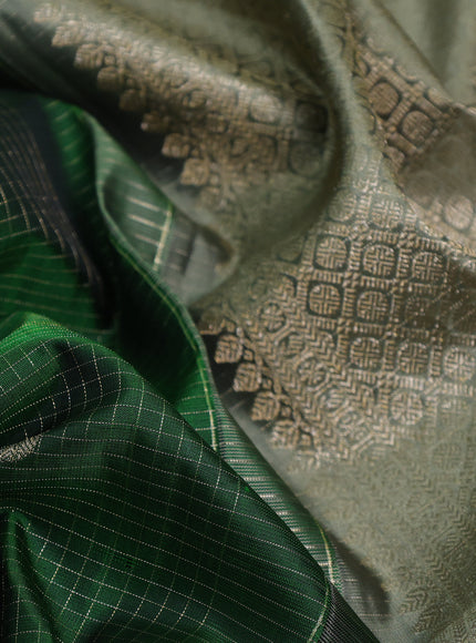 Bottle Green -Greyish Green Kanchipuram Silk Saree